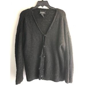 Eileen Fisher Linen Black Cardigan M